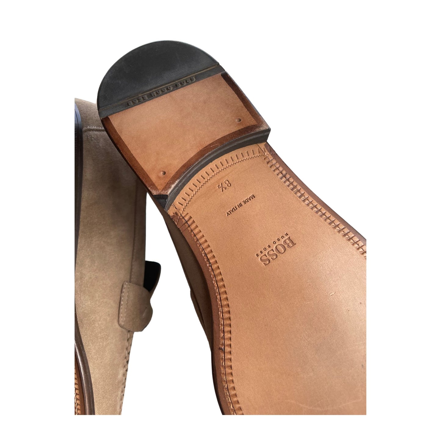 Authentic HUGO BOSS Men's Taupe Suede Loafers <US 9.5>