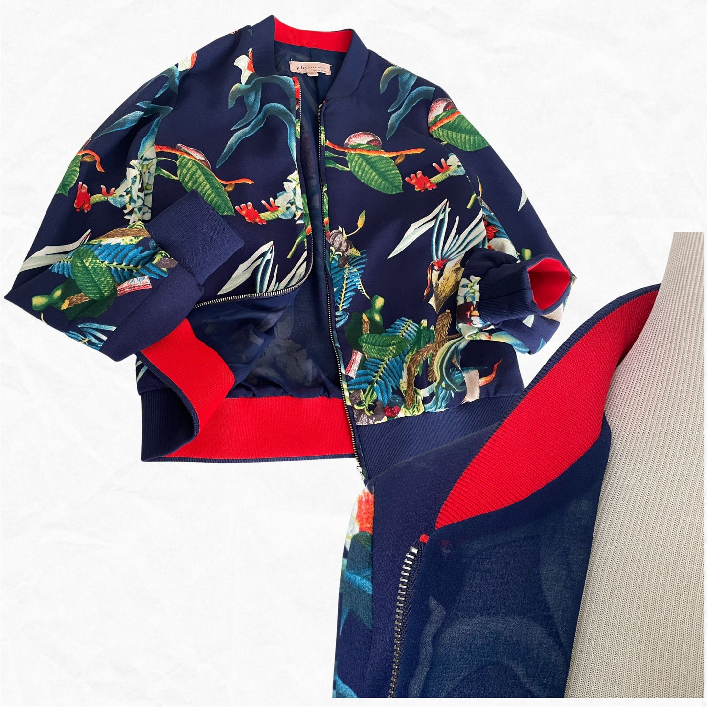 PHILOSOPHY Tropical Print Bomber Jacket WMNS M