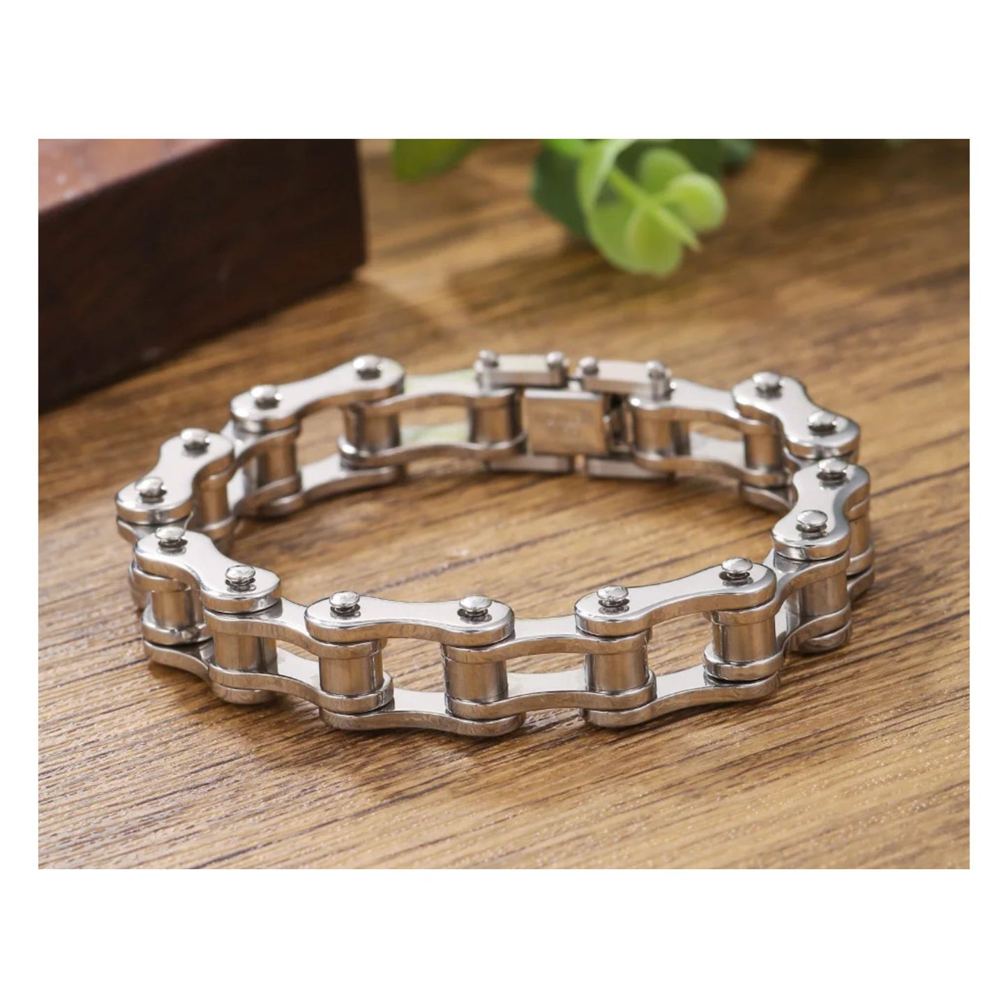 Men's Stainless Steel "UNCHAINED" Bike Chain Link Bracelet