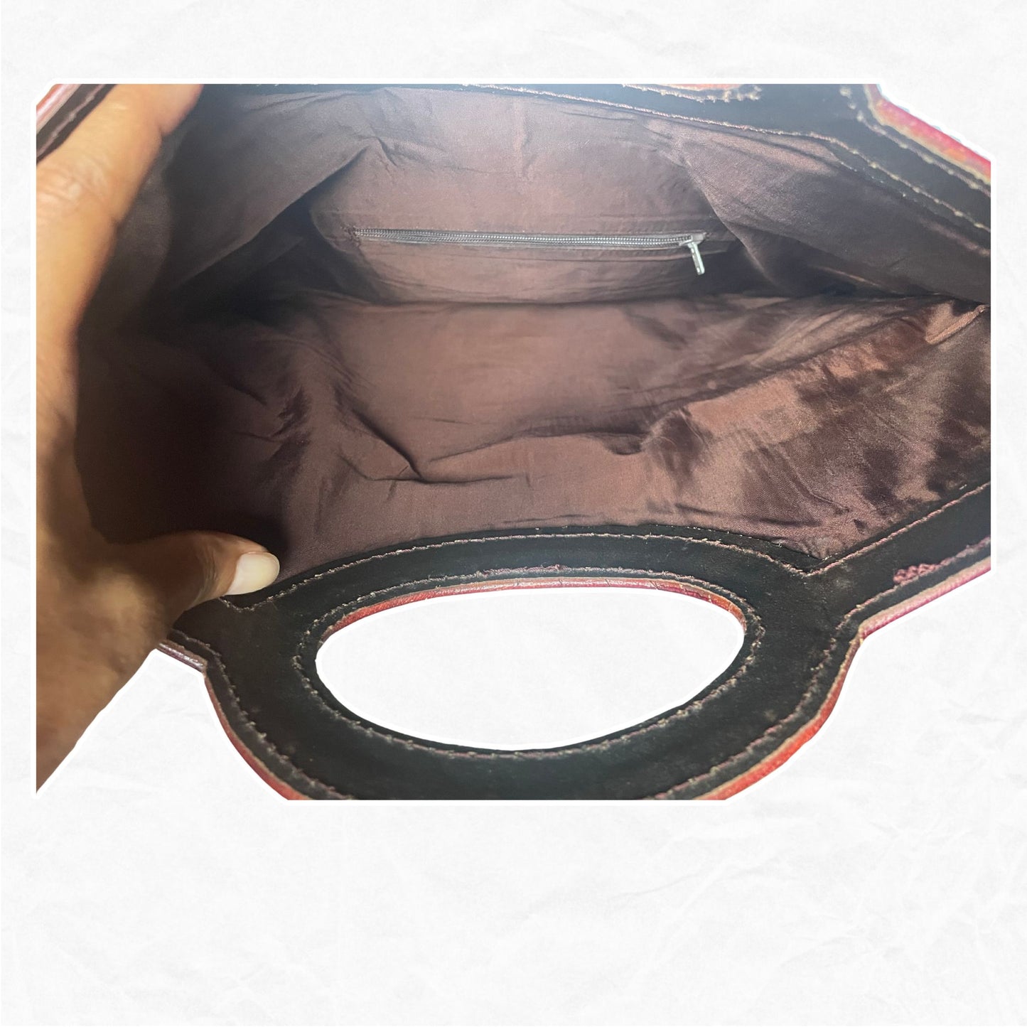 Vtg Rame's Tooled Leather Oversized Clutch