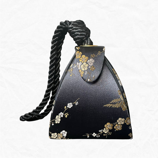 Vtg. Silk Floral Print Triangle Evening Bag