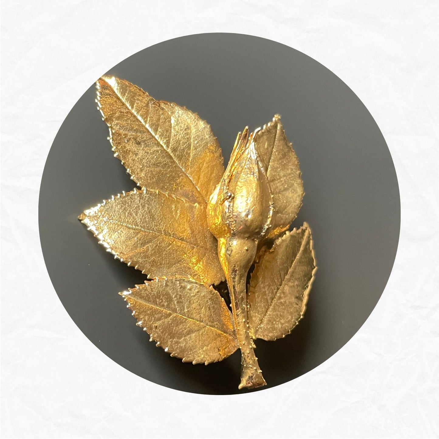 Vintage Brushed Gold Flower Brooch Pin 2.25 x 1.75"