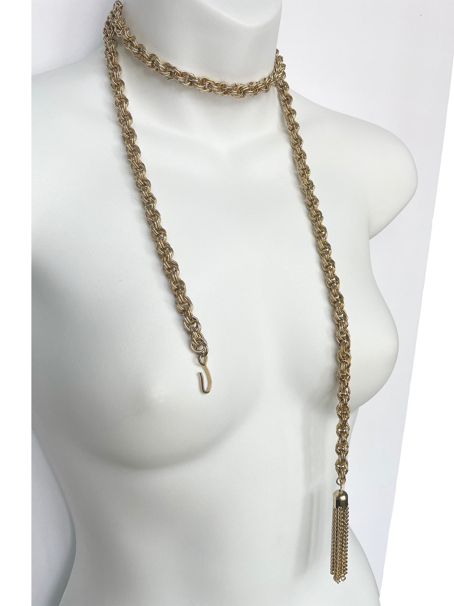 VINTAGE 43" Gold-Plated Adjustable Rope Necklace with Tassel