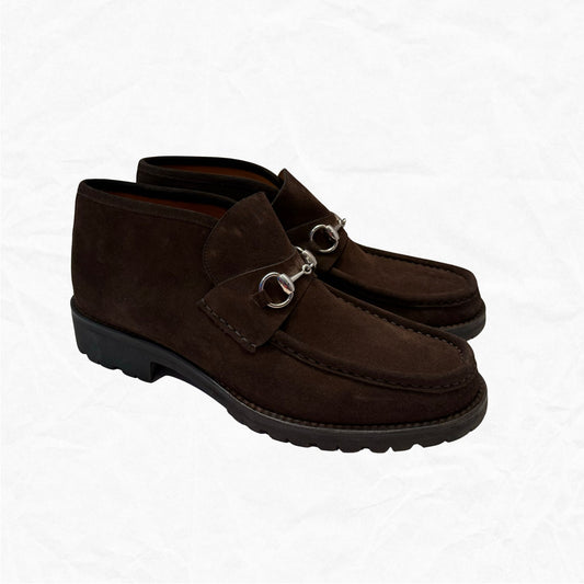 GUCCI Men's Horsebit Suede Ankle Boot | Size 10