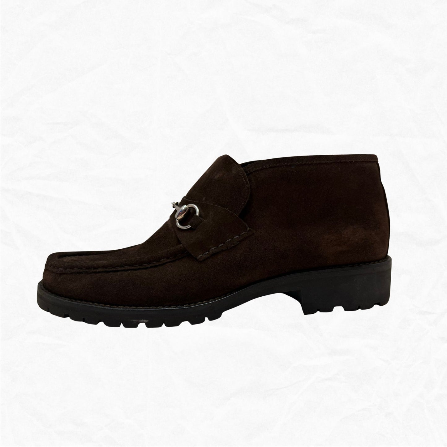 GUCCI Men's Horsebit Suede Ankle Boot | Size 10