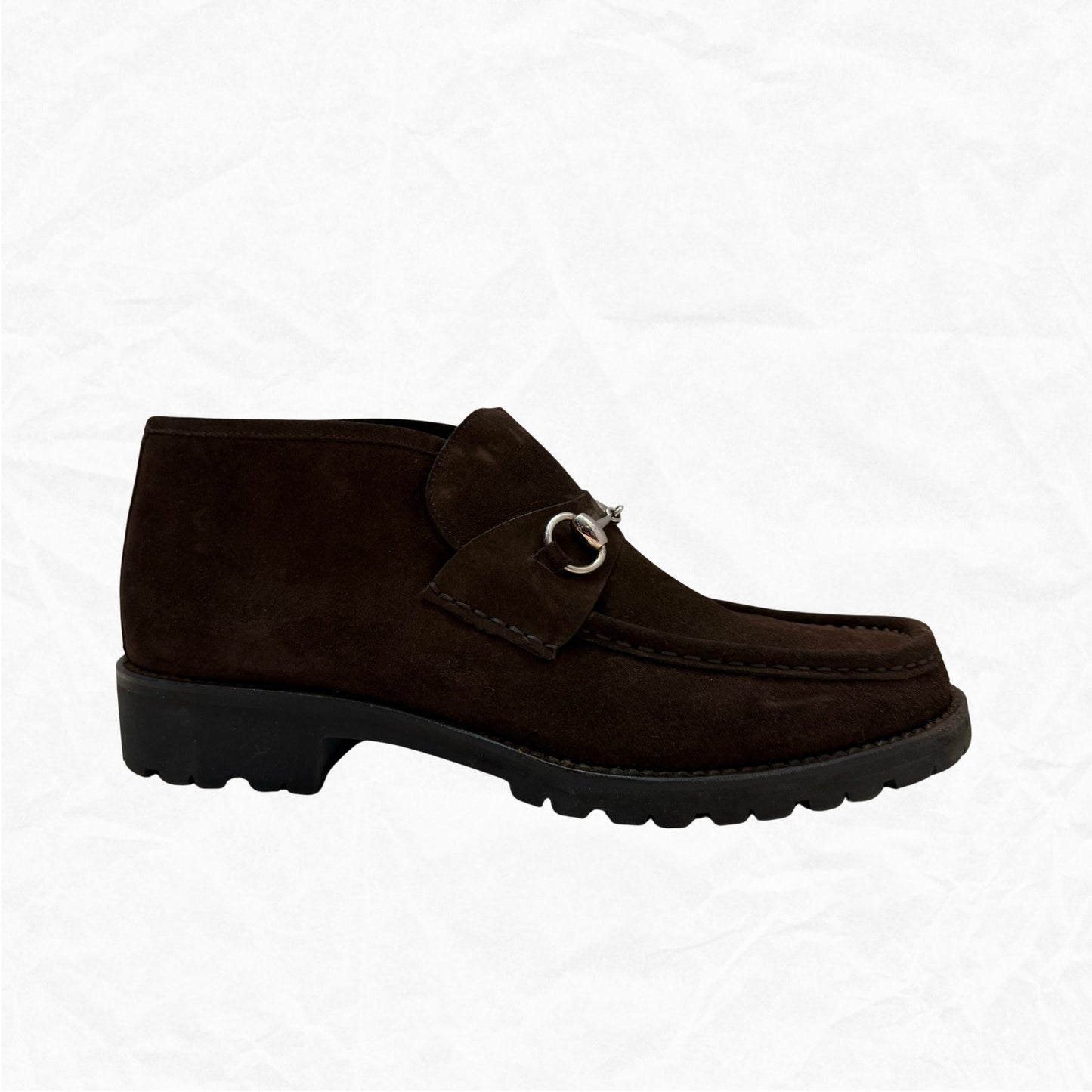 GUCCI Men's Horsebit Suede Ankle Boot | Size 10