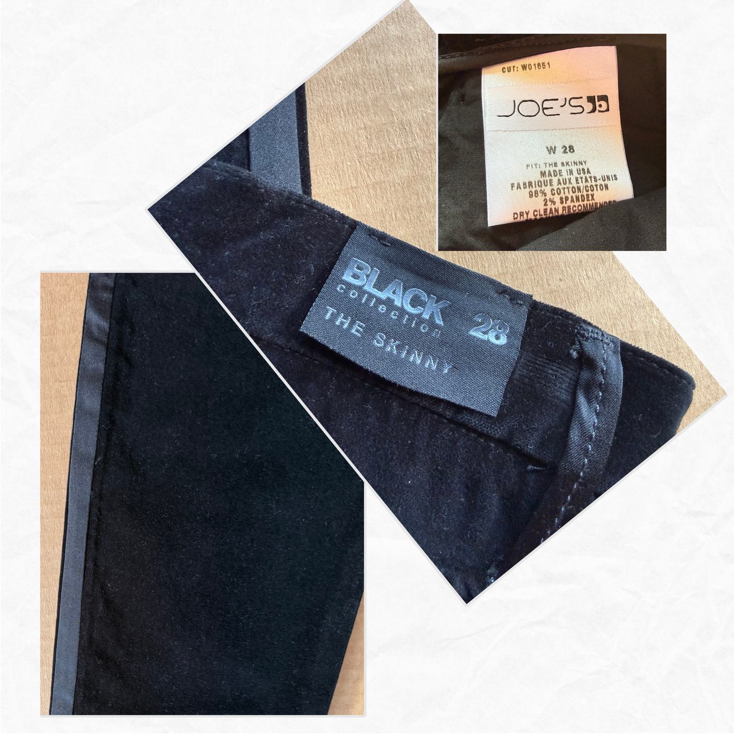 JOE'S BLACK COLLECTION Velvet Tux Stripe Skinny WMS 28