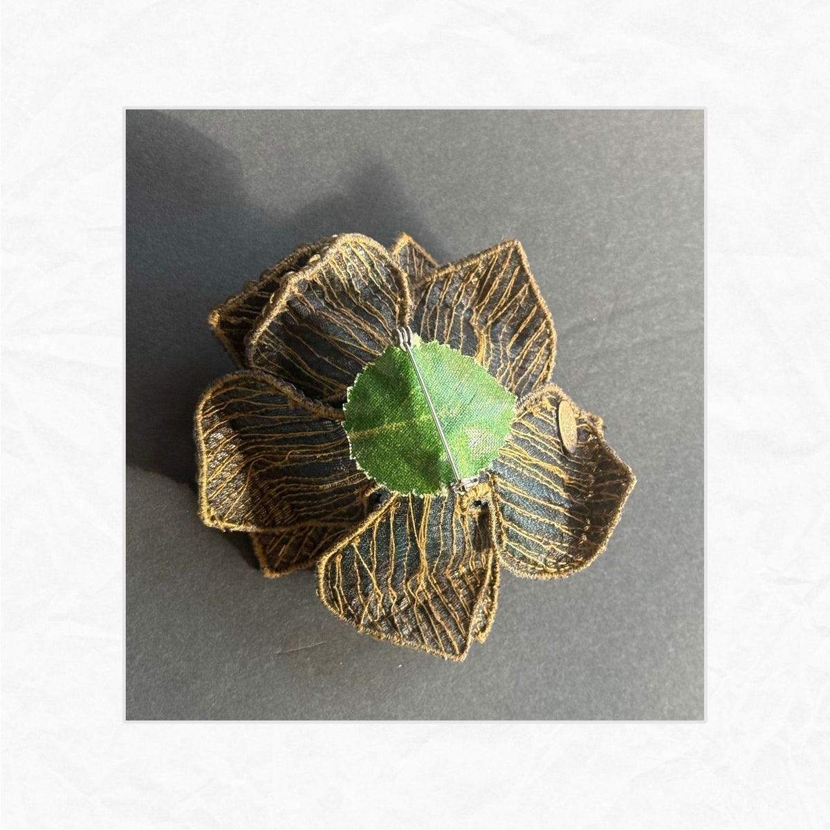 Johnny Loves Rosie 3D Sequined Flower Brooch Applique Patch – Gold & Turquoise