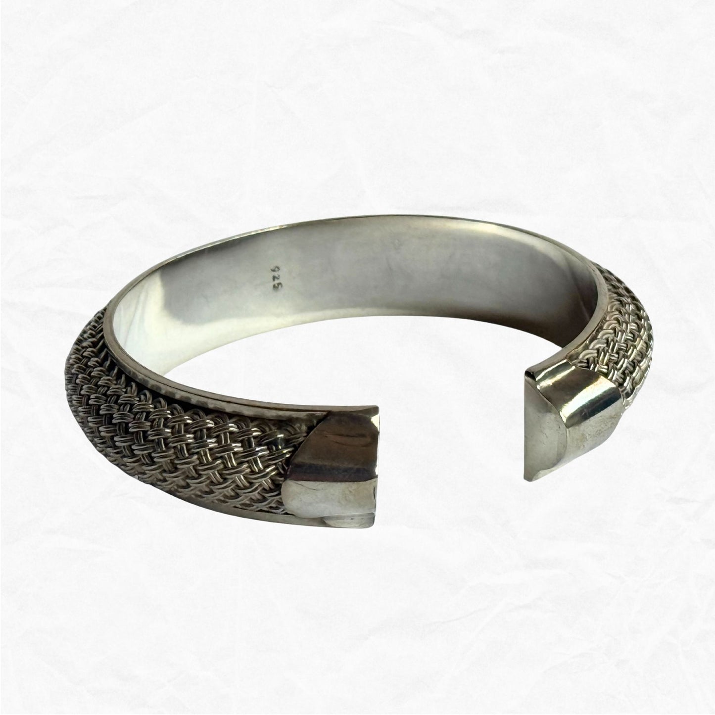 Vtg Sterling Silver WMNS Basket Weave Cuff Bracelet